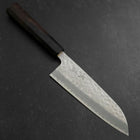 Santoku Stainless Clad Blue Super Tsuchime Buffalo Ebony Handle 165mm (6.5”)-[Musashi]-[Japanese-Kitchen-Knives]
