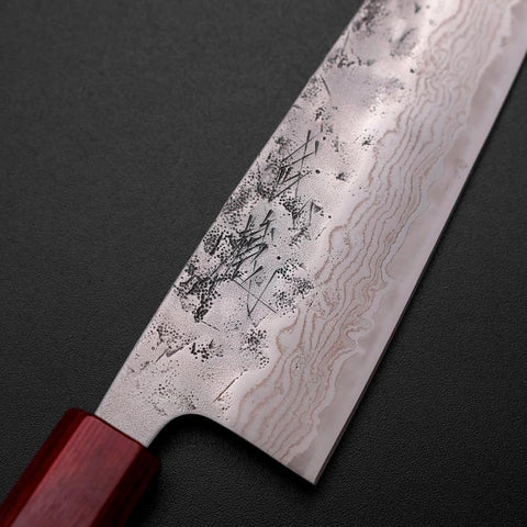 Santoku Sweden Stainless Steel Nashiji Washi Damascus Walnut Handle 165mm (6.5”)-[Musashi]-[Japanese-Kitchen-Knives]
