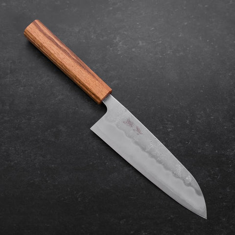 Santoku Sweden Stainless Steel Nashiji Washi Oak Handle 165mm (6.5”)-[Musashi]-[Japanese-Kitchen-Knives]