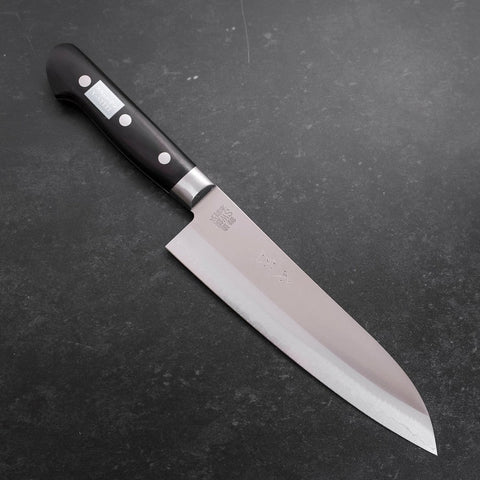 Santoku Sweden Stainless Steel Polished Western Black Handle 180mm (7”)-[Musashi]-[Japanese-Kitchen-Knives]