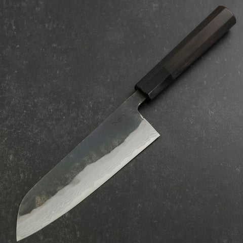 Santoku V-Toku 2 Kurouchi Damascus Buffalo Ebony Handle 165mm (6.5”)-[Musashi]-[Japanese-Kitchen-Knives]