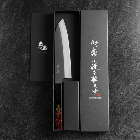 Santoku VG-1 Kasumi Fire Urushi Handle 180mm (7”)-[Musashi]-[Japanese-Kitchen-Knives]