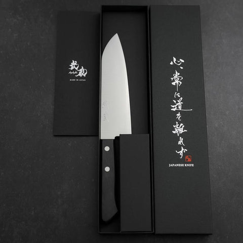 Santoku VG-1 Polished Dark Blue Western Handle 165mm (6.5”)-[Musashi]-[Japanese-Kitchen-Knives]