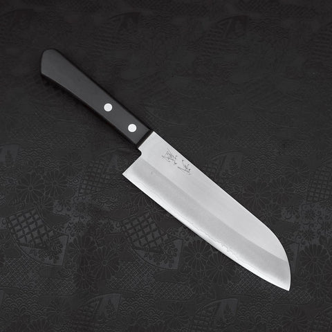 Santoku VG-1 Polished Western Black Handle 170mm (Tsuba Nashi) (6.7”)-[Musashi]-[Japanese-Kitchen-Knives]