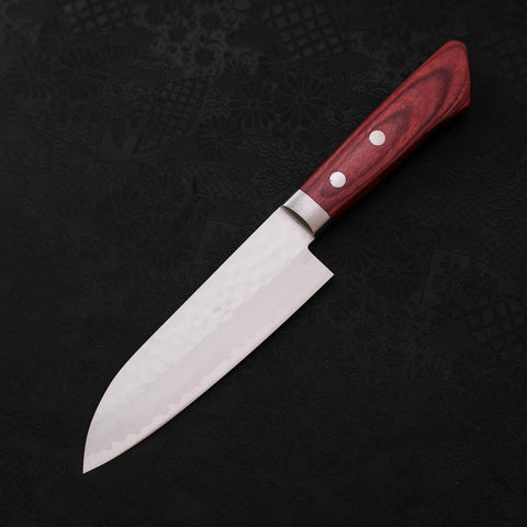 Santoku VG-1 Tsuchime Damascus Western Red Handle 130mm (5.1”)-[Musashi]-[Japanese-Kitchen-Knives]