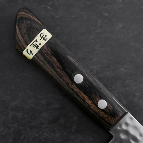 Santoku VG-1 Tsuchime Western Brown Mahogany Handle 130mm (Tsuba Nashi) (5.1”)-[Musashi]-[Japanese-Kitchen-Knives]