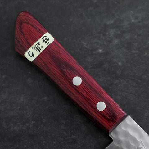Santoku VG-1 Tsuchime Western Red Mahogany Handle 130mm (Tsuba Nashi) (5.1”)-[Musashi]-[Japanese-Kitchen-Knives]