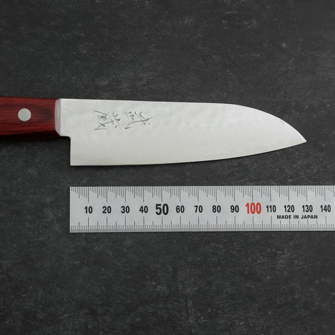 Santoku VG-1 Tsuchime Western Red Mahogany Handle 130mm (Tsuba Nashi) (5.1”)-[Musashi]-[Japanese-Kitchen-Knives]