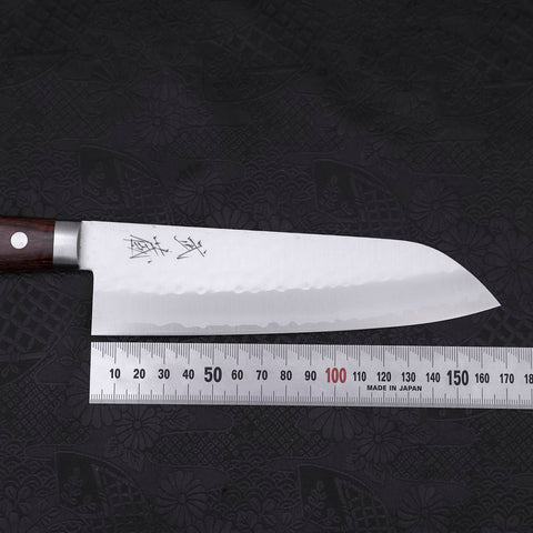 Santoku VG-1 Tsuchime Western Tsuba Mahogany Handle 165mm (6.5”)-[Musashi]-[Japanese-Kitchen-Knives]