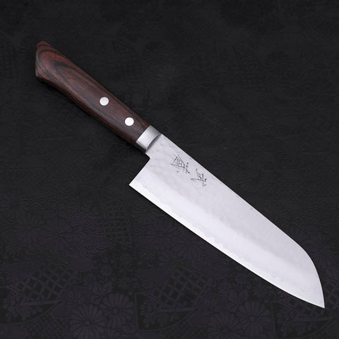 Santoku VG-1 Tsuchime Western Tsuba Mahogany Handle 165mm (6.5”)-[Musashi]-[Japanese-Kitchen-Knives]