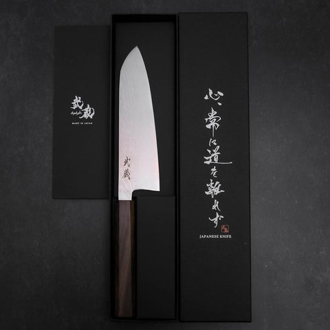 Santoku VG-10 Damascus Ashwood Handle 165mm (6.5”)-[Musashi]-[Japanese-Kitchen-Knives]