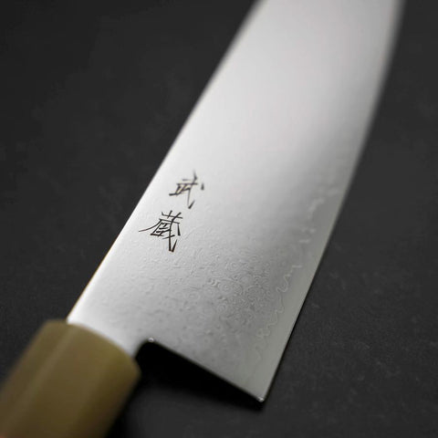 Santoku VG-10 Damascus Buffalo Dark Pink Maple Handle 180mm (7”)-[Musashi]-[Japanese-Kitchen-Knives]