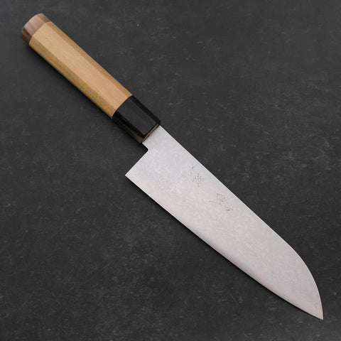 Santoku VG-10 Damascus Double Buffalo Capped Magnolia Handle 180mm (7”)-[Musashi]-[Japanese-Kitchen-Knives]
