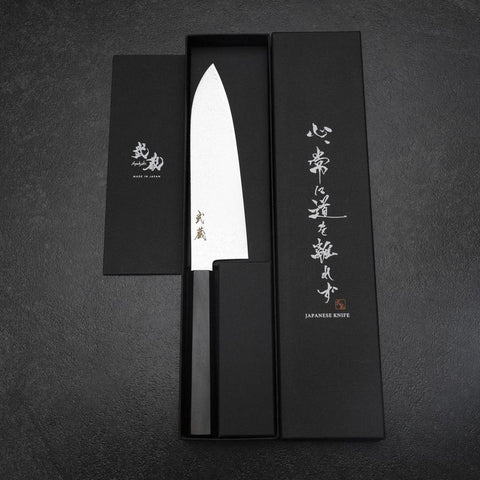 Santoku VG-10 Damascus Ebony Handle 180mm (7”)-[Musashi]-[Japanese-Kitchen-Knives]