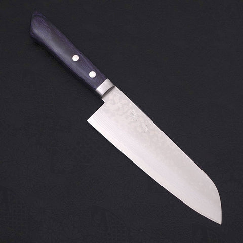Santoku VG-10 Damascus Western Dark Blue Handle 170mm (6.7”)-[Musashi]-[Japanese-Kitchen-Knives]