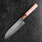 Santoku VG-10 Mirror Tsuchime Damascus Buffalo Dark Pink Maple Handle 170mm (6.7”)-[Musashi]-[Japanese-Kitchen-Knives]