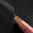 Santoku VG-10 Mirror Tsuchime Damascus Buffalo Dark Pink Maple Handle 170mm (6.7”)-[Musashi]-[Japanese-Kitchen-Knives]