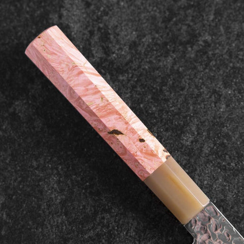 Santoku VG-10 Mirror Tsuchime Damascus Buffalo Dark Pink Maple Handle 170mm (6.7”)-[Musashi]-[Japanese-Kitchen-Knives]