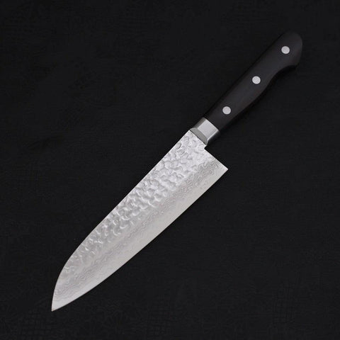 Santoku VG-10 Mirror Tsuchime Damascus Western Black Handle 180mm (7”)-[Musashi]-[Japanese-Kitchen-Knives]