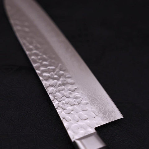 Santoku VG-10 Mirror Tsuchime Damascus Western Black Handle 180mm (7”)-[Musashi]-[Japanese-Kitchen-Knives]