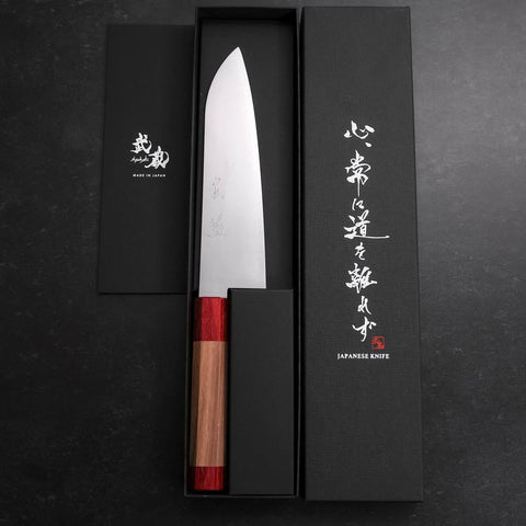 Santoku VG-10 Polished Red Walnut Handle 180mm (7”)-[Musashi]-[Japanese-Kitchen-Knives]