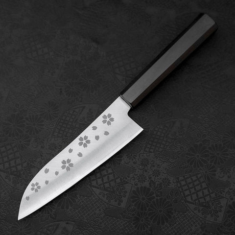 Santoku VG-10 Polished Sakura Ebony Handle 150mm (5.9”)-[Musashi]-[Japanese-Kitchen-Knives]
