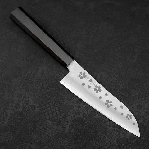 Santoku VG-10 Polished Sakura Ebony Handle 150mm (5.9”)-[Musashi]-[Japanese-Kitchen-Knives]