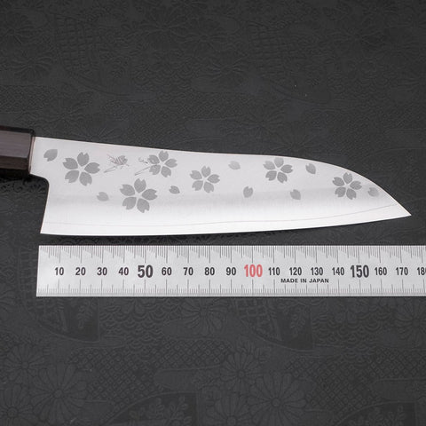 Santoku VG-10 Polished Sakura Ebony Handle 175mm (6.8”)-[Musashi]-[Japanese-Kitchen-Knives]