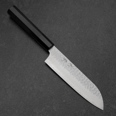 Santoku VG-10 Tsuchime Buffalo Ebony Handle 165mm (6.5”)-[Musashi]-[Japanese-Kitchen-Knives]