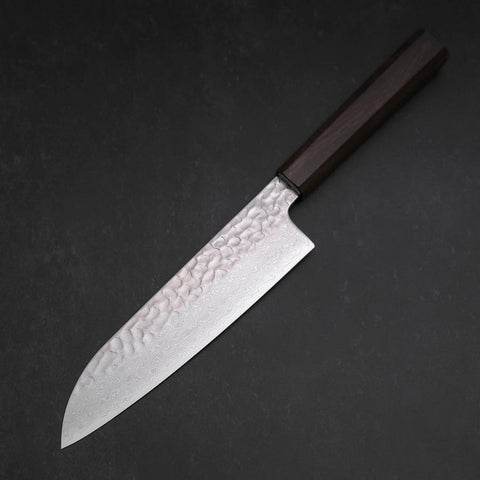Santoku VG-10 Tsuchime Damascus Ashwood Handle 180mm (7”)-[Musashi]-[Japanese-Kitchen-Knives]