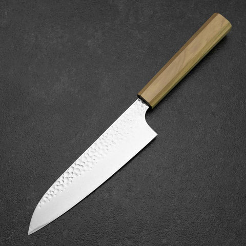 Santoku VG-10 Tsuchime Damascus Olive Handle 165mm (6.5”)-[Musashi]-[Japanese-Kitchen-Knives]