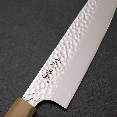 Santoku VG-10 Tsuchime Damascus Olive Handle 165mm (6.5”)-[Musashi]-[Japanese-Kitchen-Knives]