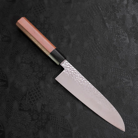 Santoku VG-10 Tsuchime Damascus Walnut Handle 165mm (6.5”)-[Musashi]-[Japanese-Kitchen-Knives]