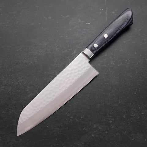 Santoku VG-10 Tsuchime Damascus Western Blue Handle 170mm (6.7”)-[Musashi]-[Japanese-Kitchen-Knives]