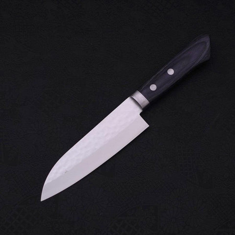 Santoku VG-10 Tsuchime Damascus Western Dark Blue Handle 130mm (5.1”)-[Musashi]-[Japanese-Kitchen-Knives]