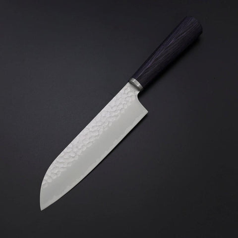 Santoku VG-10 Tsuchime Oval Purple Handle 165mm (6.5”)-[Musashi]-[Japanese-Kitchen-Knives]