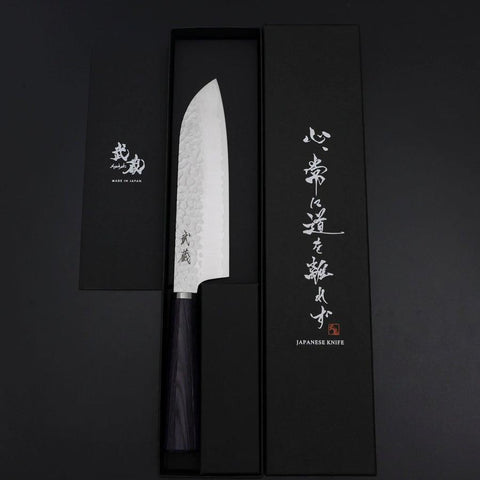 Santoku VG-10 Tsuchime Oval Purple Handle 165mm (6.5”)-[Musashi]-[Japanese-Kitchen-Knives]