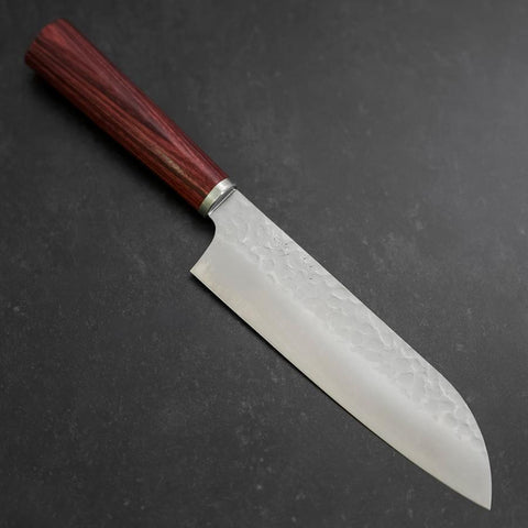 Santoku VG-10 Tsuchime Oval Red Handle 165mm (6.5”)-[Musashi]-[Japanese-Kitchen-Knives]