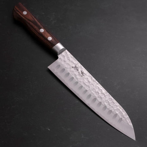 Santoku VG-10 Tsuchime Western Mahogany Handle 175mm (6.8”)-[Musashi]-[Japanese-Kitchen-Knives]