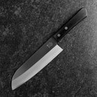 Santoku VG-5 Polished Western Black Handle 170mm (Tsuba Nashi) (6.7”)-[Musashi]-[Japanese-Kitchen-Knives]
