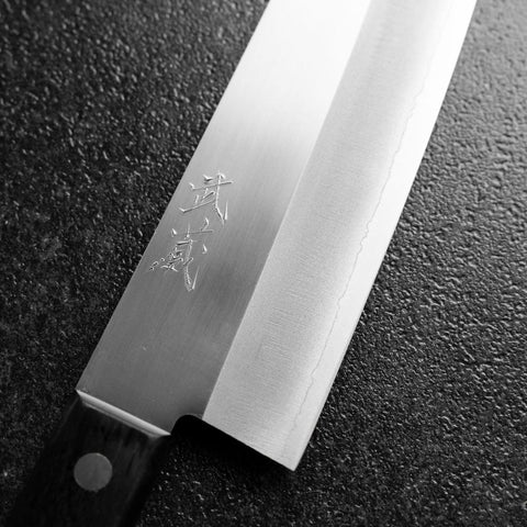Santoku VG-5 Polished Western Black Handle 170mm (Tsuba Nashi) (6.7”)-[Musashi]-[Japanese-Kitchen-Knives]