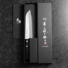 Santoku VG-5 Polished Western Black Handle 170mm (Tsuba Nashi) (6.7”)-[Musashi]-[Japanese-Kitchen-Knives]