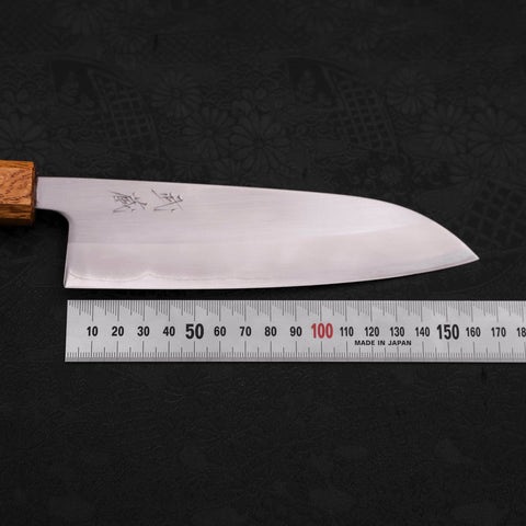 Santoku White Steel #1 Polished Oak Handle 165mm (6.5”)-[Musashi]-[Japanese-Kitchen-Knives]