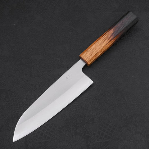 Santoku White Steel #1 Polished Yaki Urushi Handle 165mm (6.5”)-[Musashi]-[Japanese-Kitchen-Knives]