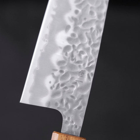Santoku White Steel #1 Tsuchime Yaki Urushi Handle 165mm (6.5”)-[Musashi]-[Japanese-Kitchen-Knives]