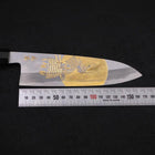Santoku White Steel #2 Kasumi Chokin Samurai Full Moon Buffalo Ebony Handle 180mm (7”)-[Musashi]-[Japanese-Kitchen-Knives]