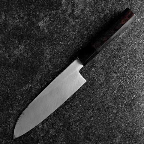 Santoku White Steel #2 Kasumi Single Bevel Chokin Sakura-Fuji Buffalo Ebony Handle 155mm (6.1”)-[Musashi]-[Japanese-Kitchen-Knives]