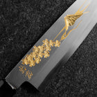Santoku White Steel #2 Kasumi Single Bevel Chokin Sakura-Fuji Buffalo Ebony Handle 155mm (6.1”)-[Musashi]-[Japanese-Kitchen-Knives]