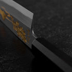 Santoku White Steel #2 Kasumi Single Bevel Chokin Sakura-Fuji Buffalo Ebony Handle 155mm (6.1”)-[Musashi]-[Japanese-Kitchen-Knives]