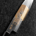 Santoku White Steel #2 Kasumi Single Bevel Chokin Samurai Full Moon Buffalo Ebony Handle 155mm (6.1”)-[Musashi]-[Japanese-Kitchen-Knives]